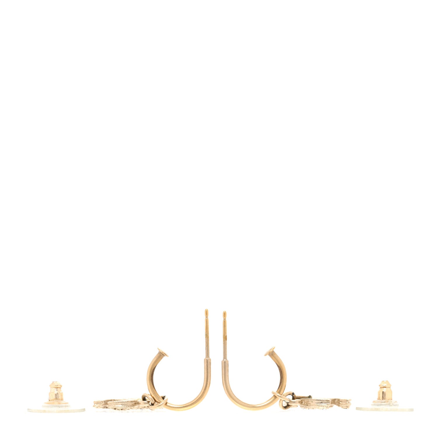 Chanel Crystal CC Drop Earrings Gold 3 of 4