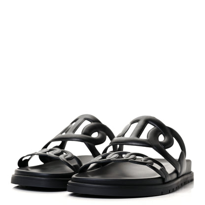 Hermes Nappa Extra Sandals 37 Black 3 of 9