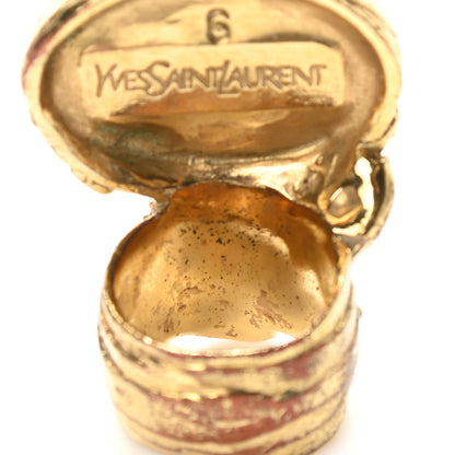 Saint Laurent Glass Cabochon Arty Ovale Ring 6 Gold Pink 5 of 5