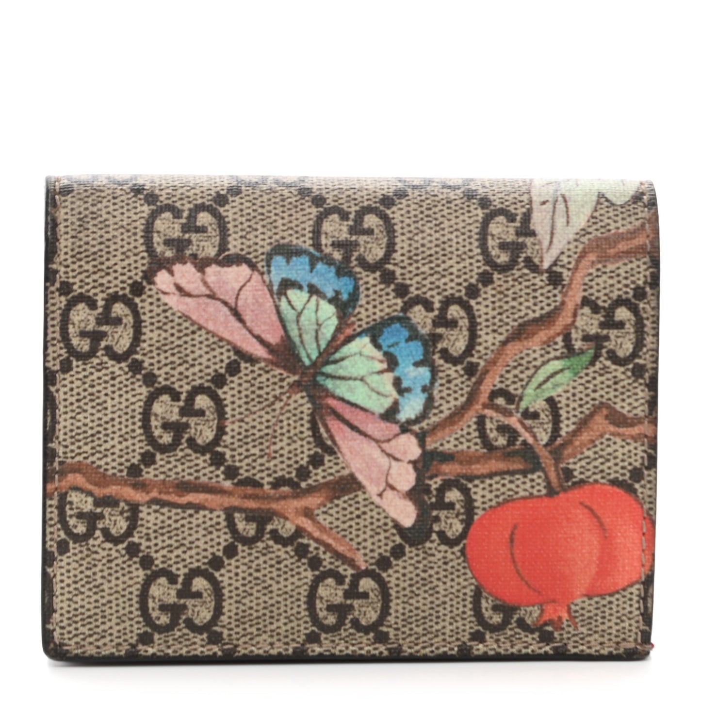 GG Supreme Monogram Tian Card Case Beige Multicolor Red