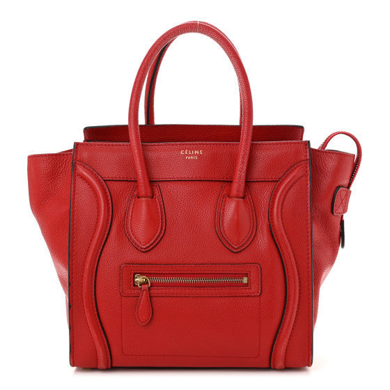 Drummed Calfskin Micro Luggage Red