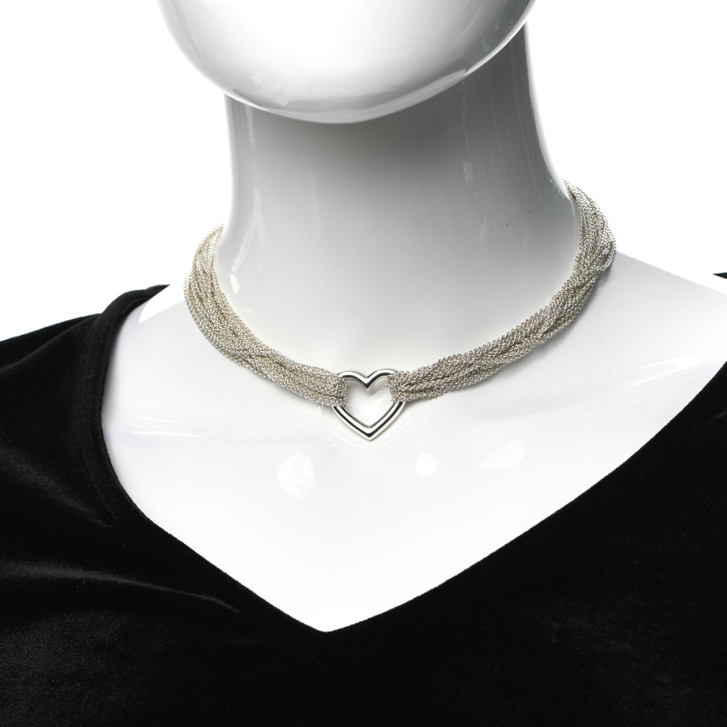 Sterling Silver Heart Multi Chain Toggle Necklace