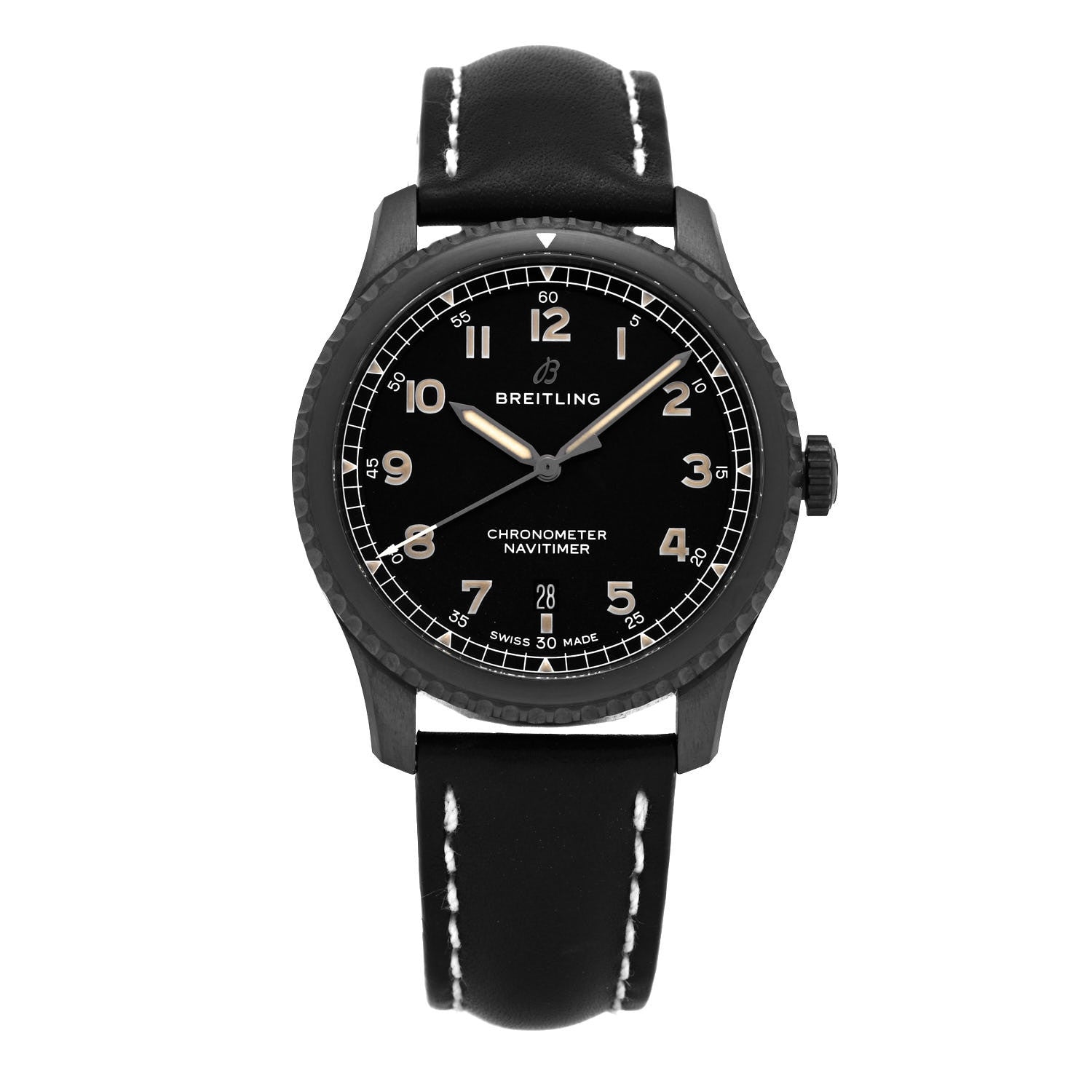 Breitling PVD Stainless Steel Calfskin 41mm Navitimer 8 Automatic Watch Black M17314 1 of 5