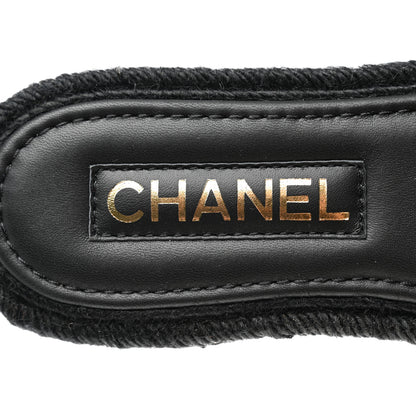 Chanel Lambskin Espadrille Mule Sandals 35 Black 7 of 9