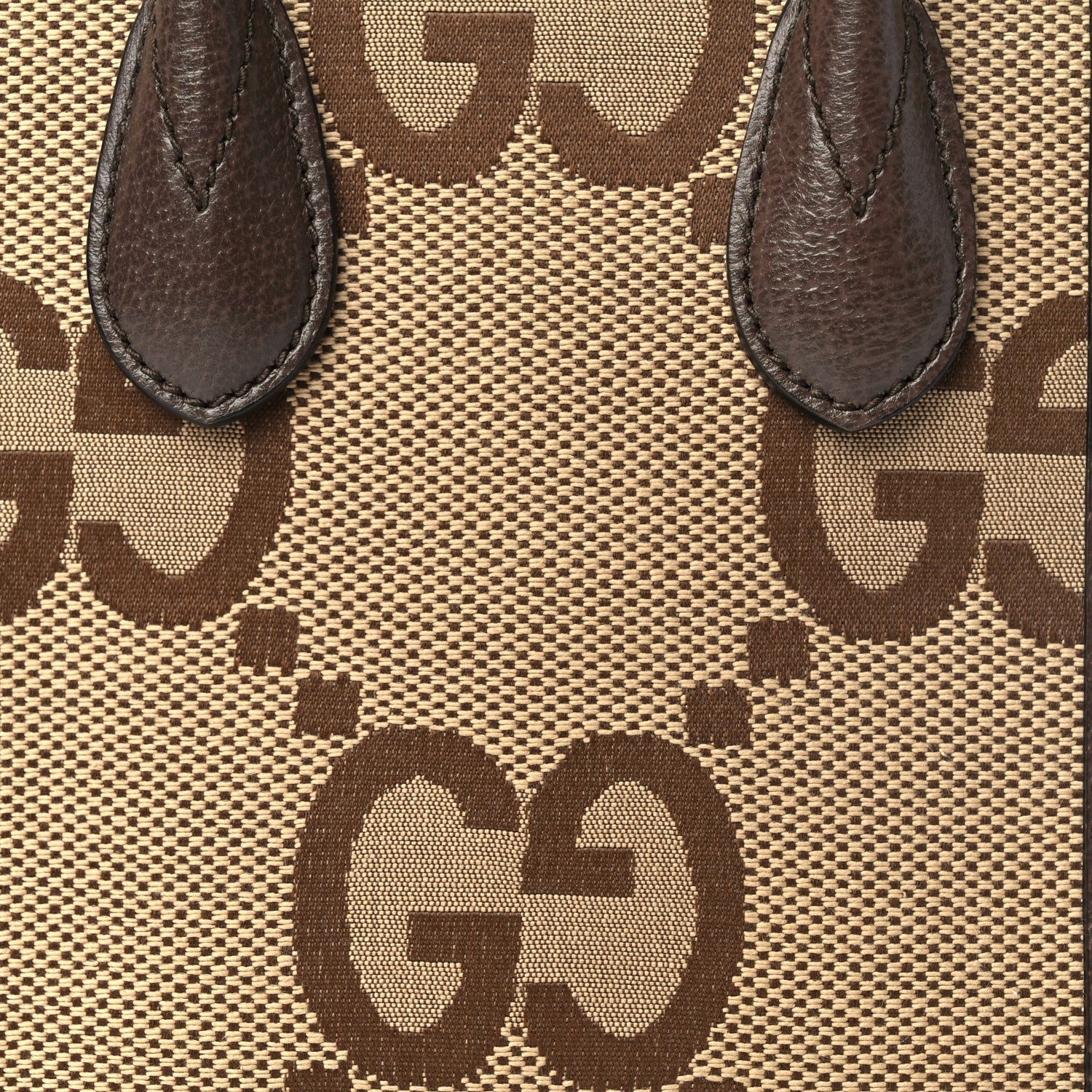 Gucci GUCCI Monogram Jumbo GG Textured Dollar Calfskin Web Mini Vertical Tote Camel Ebony New Acero 6 of 8