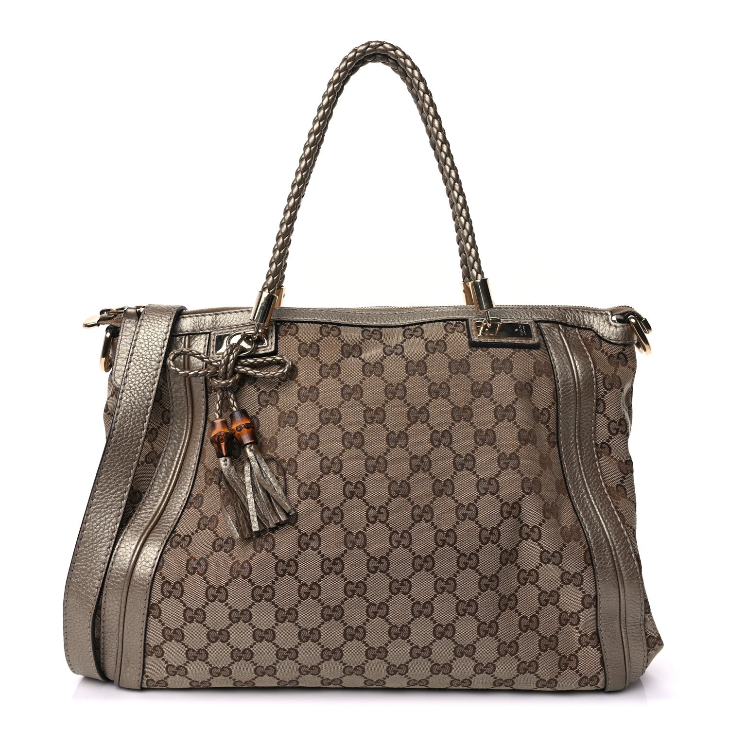 Gucci Monogram Cellarius Calfskin Large Bella Top Handle Bag Gold 1 of 8