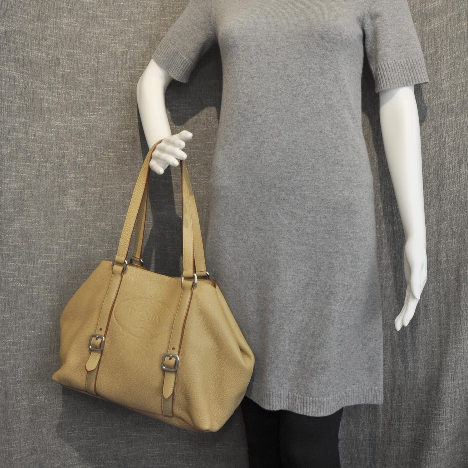 Prada Vitello Daino Logo Shoulder Bag 1 of 10