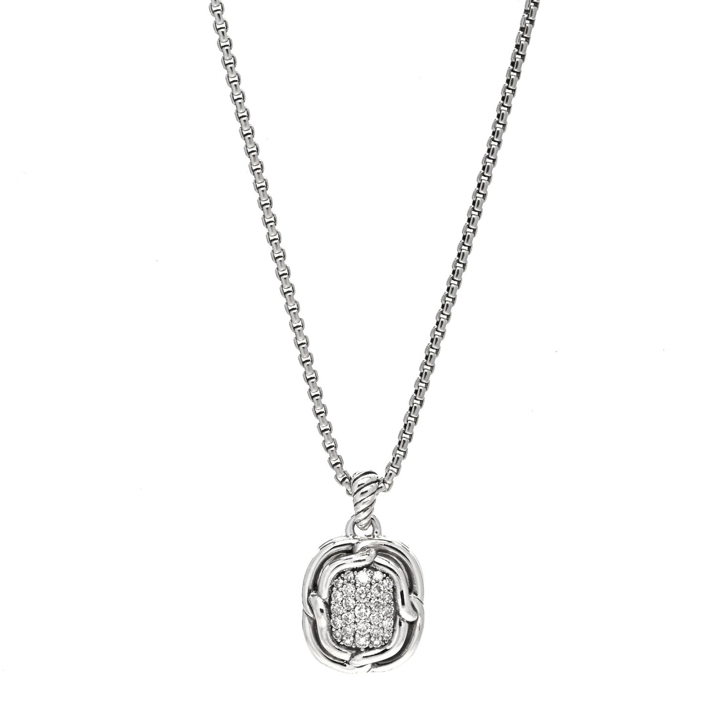 Sterling Silver Diamond 10mm Labyrinth Pendant Necklace