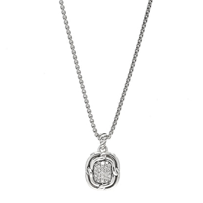David Yurman Sterling Silver Diamond 10mm Labyrinth Pendant Necklace 1 of 6