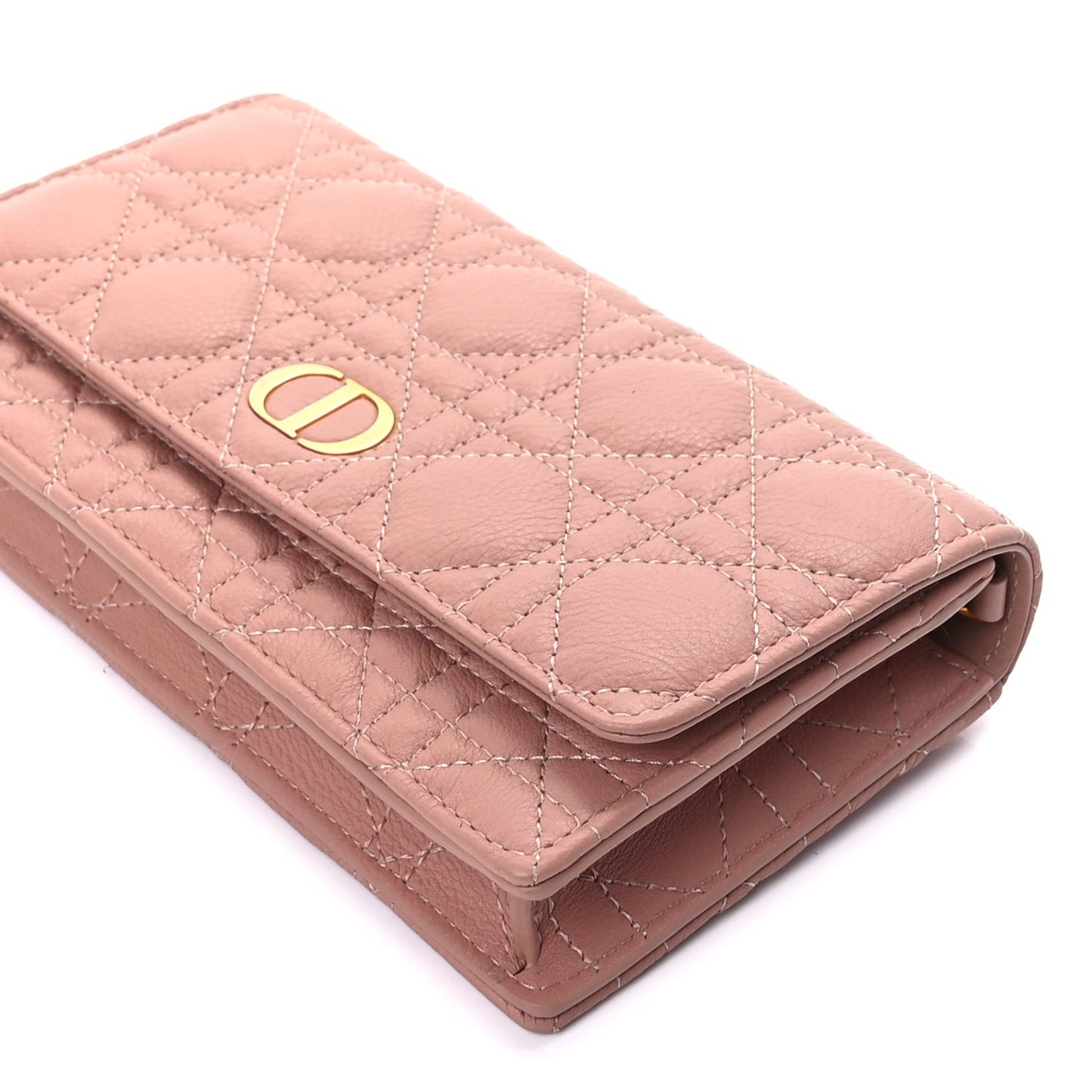 Supple Calfskin Caro Pouch with Chain Rose Des Vents