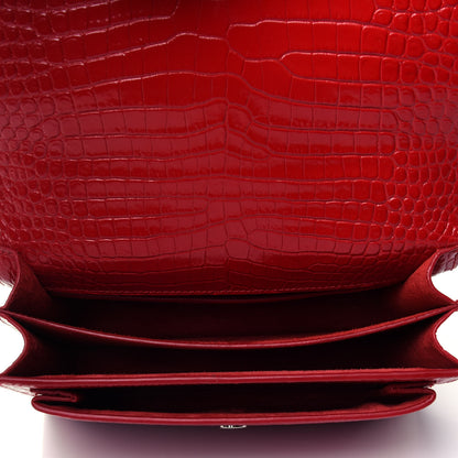 Saint Laurent Calfskin Crocodile Embossed Medium Monogram Sunset Rouge Eros 3 of 4