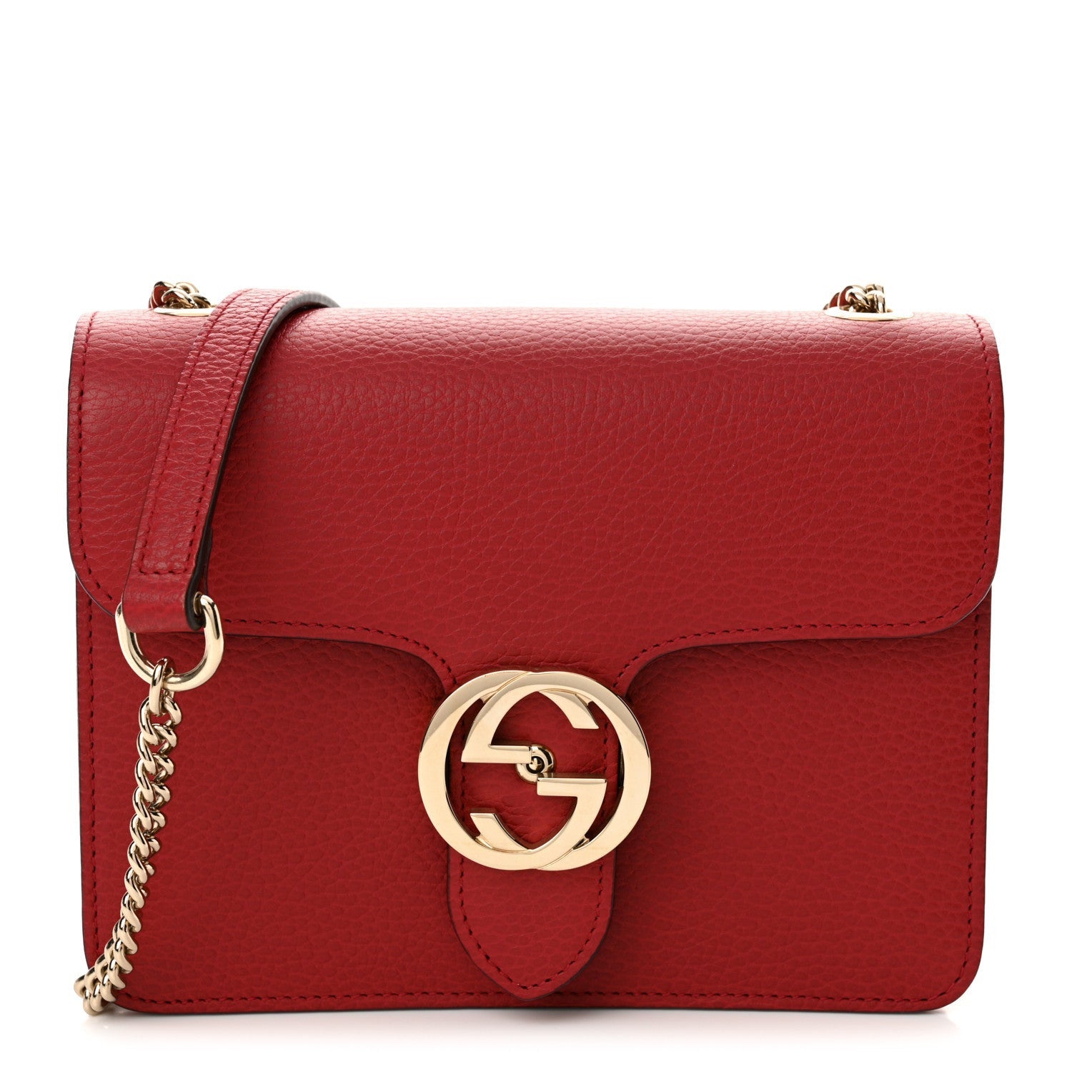 Gucci Dollar Calfskin Small Interlocking G Shoulder Bag Red 1 of 7