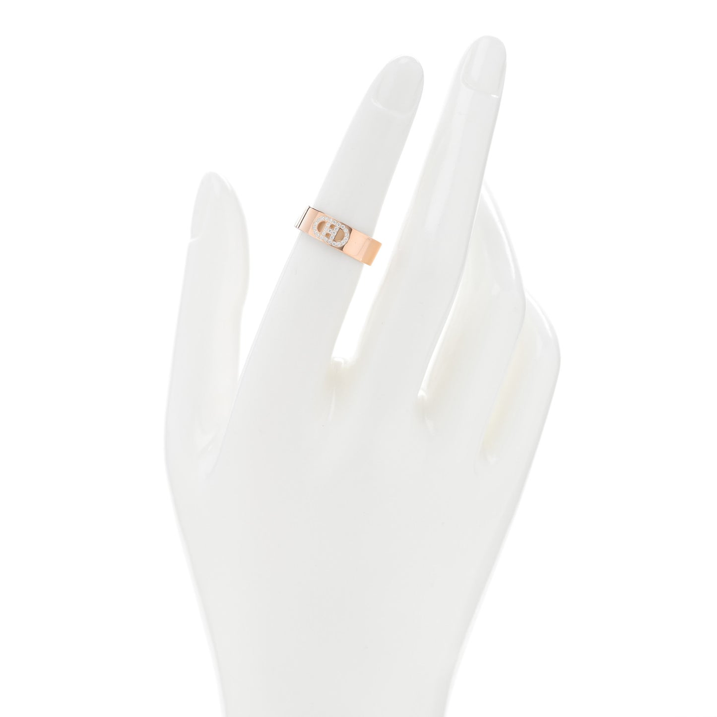 18K Rose Gold Diamond PM H D'Ancre Ring 51 5.75