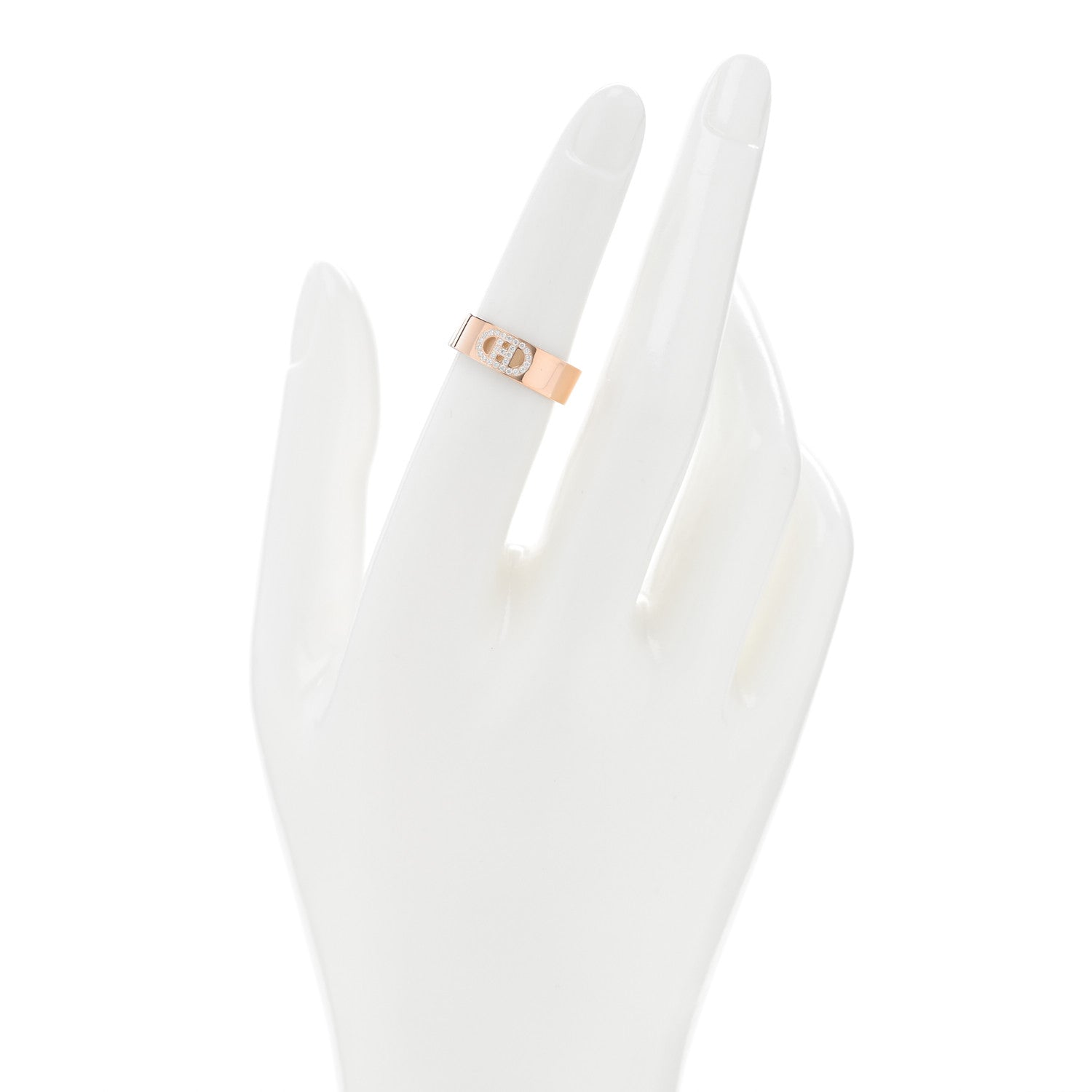 Hermes 18K Rose Gold Diamond PM H D'Ancre Ring 51 5.75 2 of 4