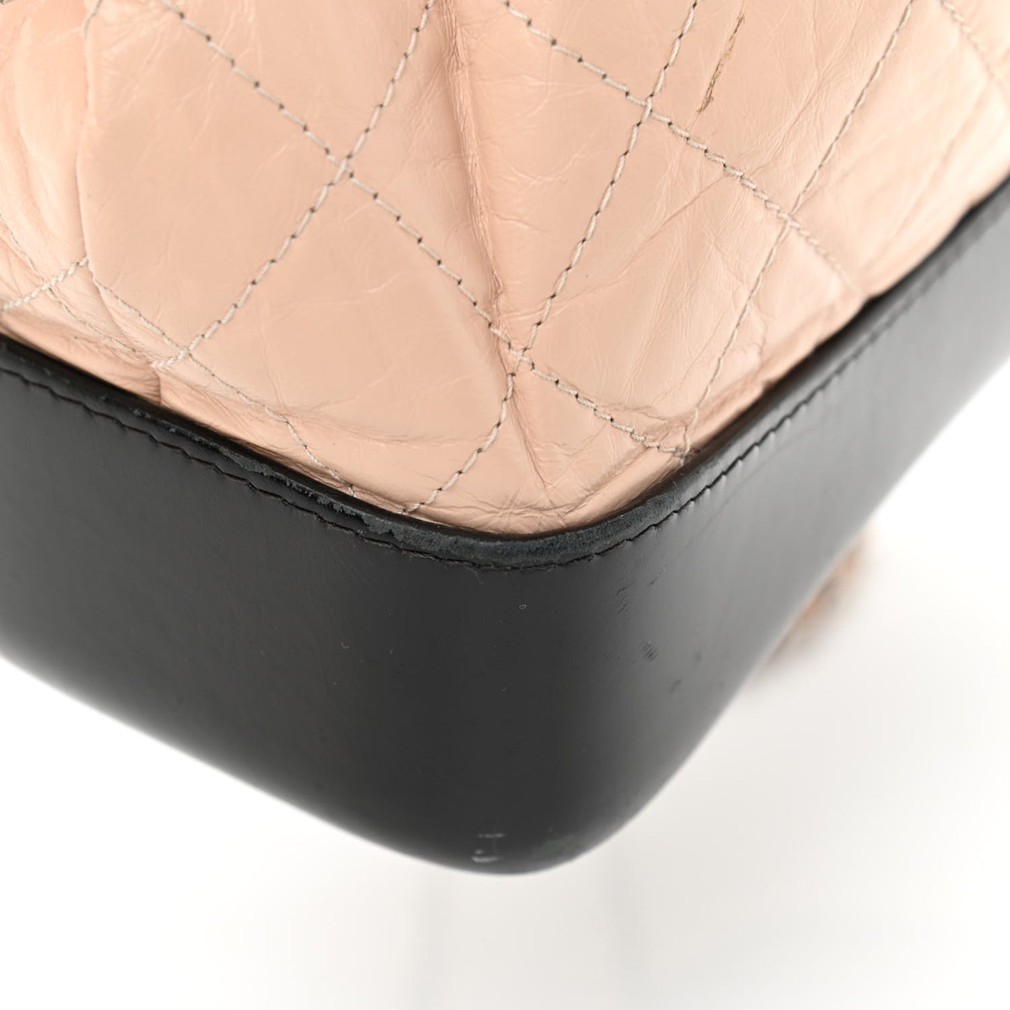 Aged Calfskin Quilted Small Gabrielle Backpack Beige Black