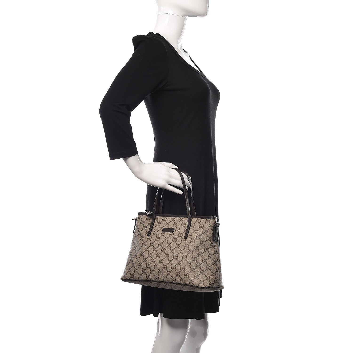Gucci GG Supreme Monogram Small Zippered Tote Dark Brown 2 of 12