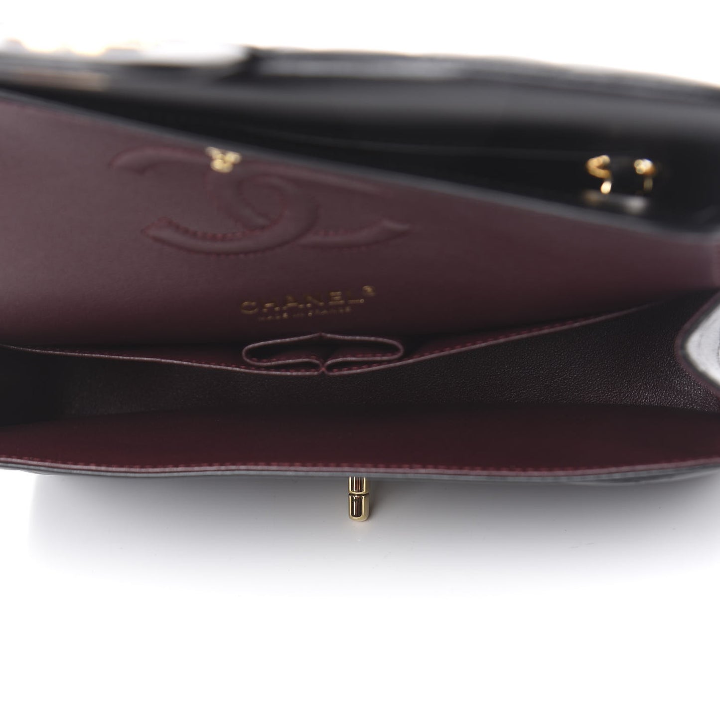 Lambskin Quilted Medium Double Flap Black