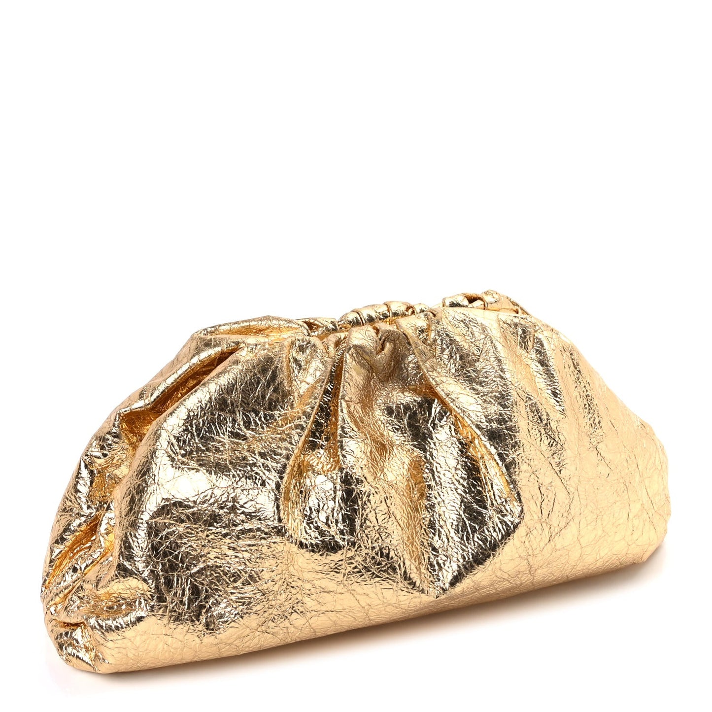 Metallic Crinkled Lambskin The Pouch Oversized Clutch  Oro