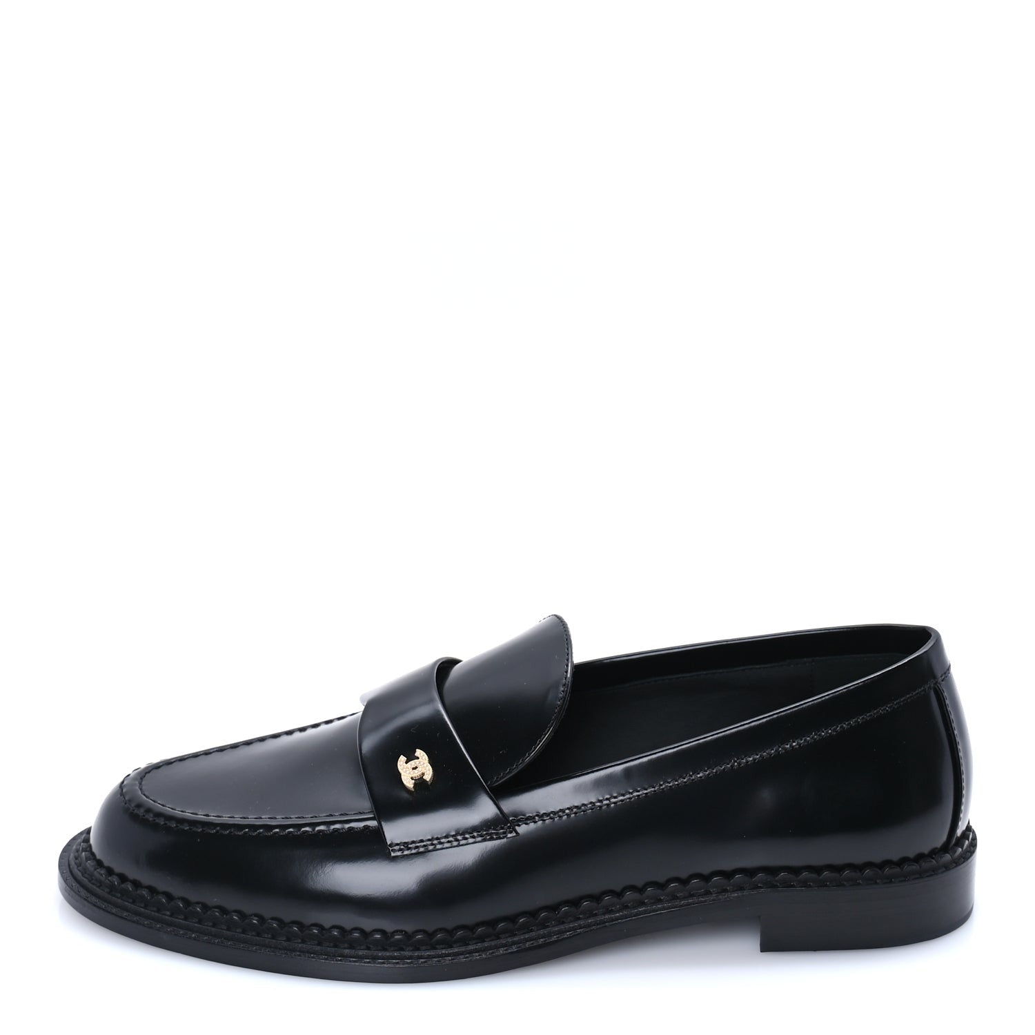 Chanel Shiny Calfskin CC Loafers 42  Black 1 of 7