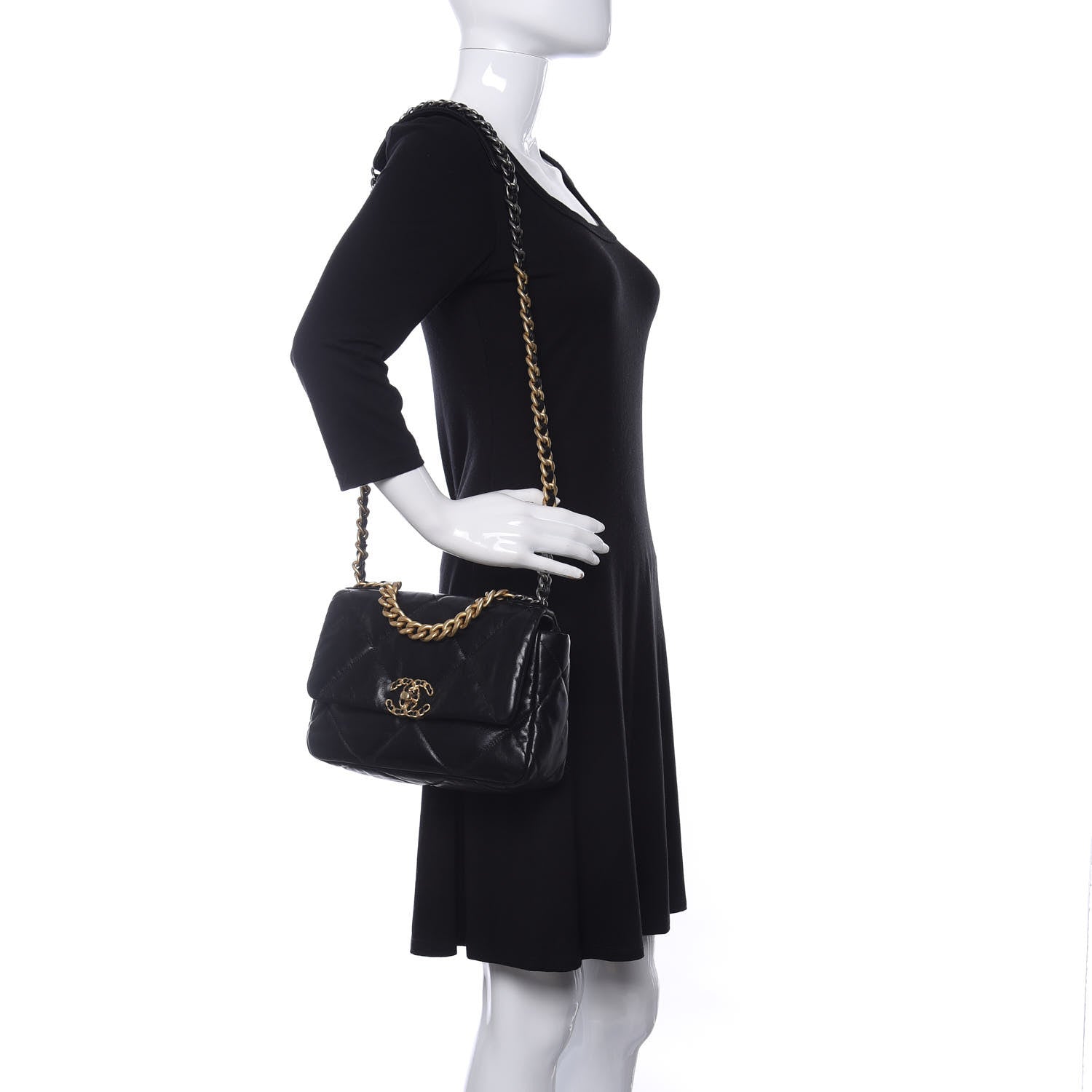 Chanel Goatskin Quilted Medium Chanel 19 Flap Black 2 of 11