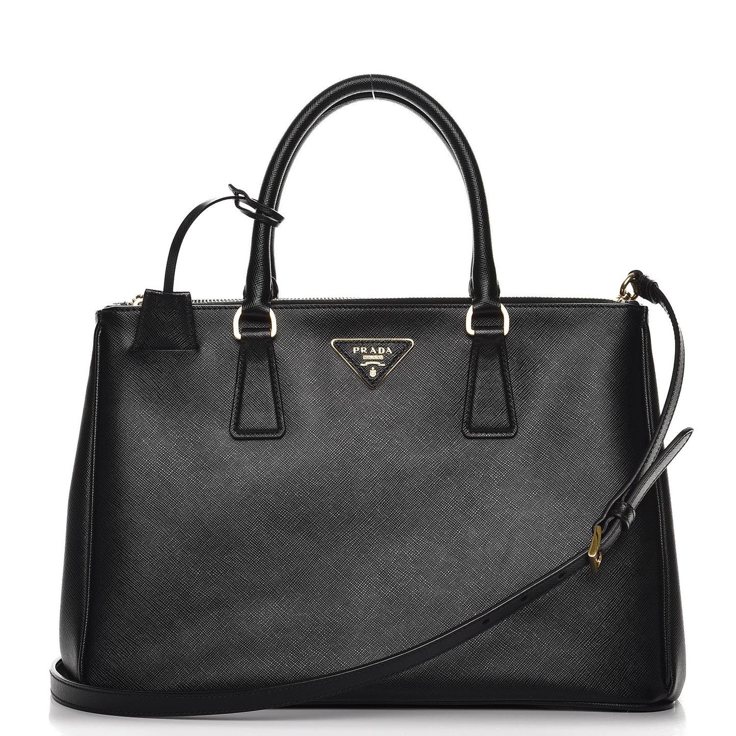 Saffiano Medium Galleria Double Zip Tote Black