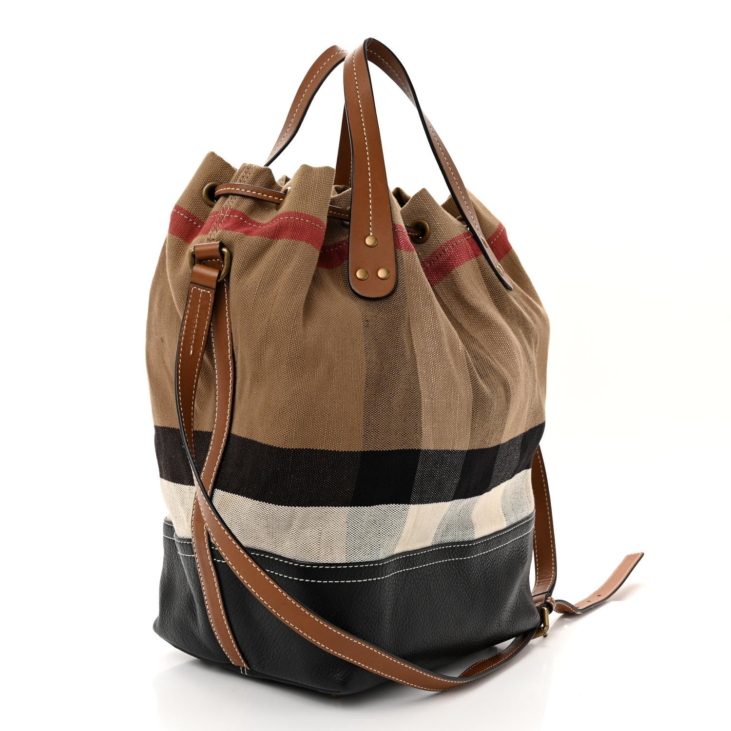 Burberry Grainy Calfskin House Check Canvas Medium Heston Crossbody Tan 4 of 11