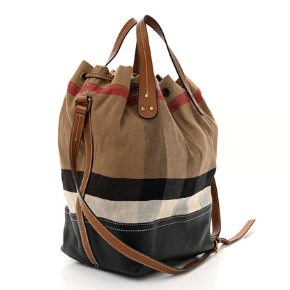 Burberry Grainy Calfskin House Check Canvas Medium Heston Crossbody Tan 4 of 11