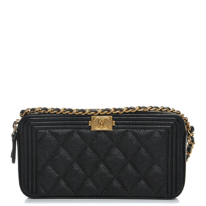 Chanel Caviar Quilted Small Boy Clutch With Chain Black 1 of 9