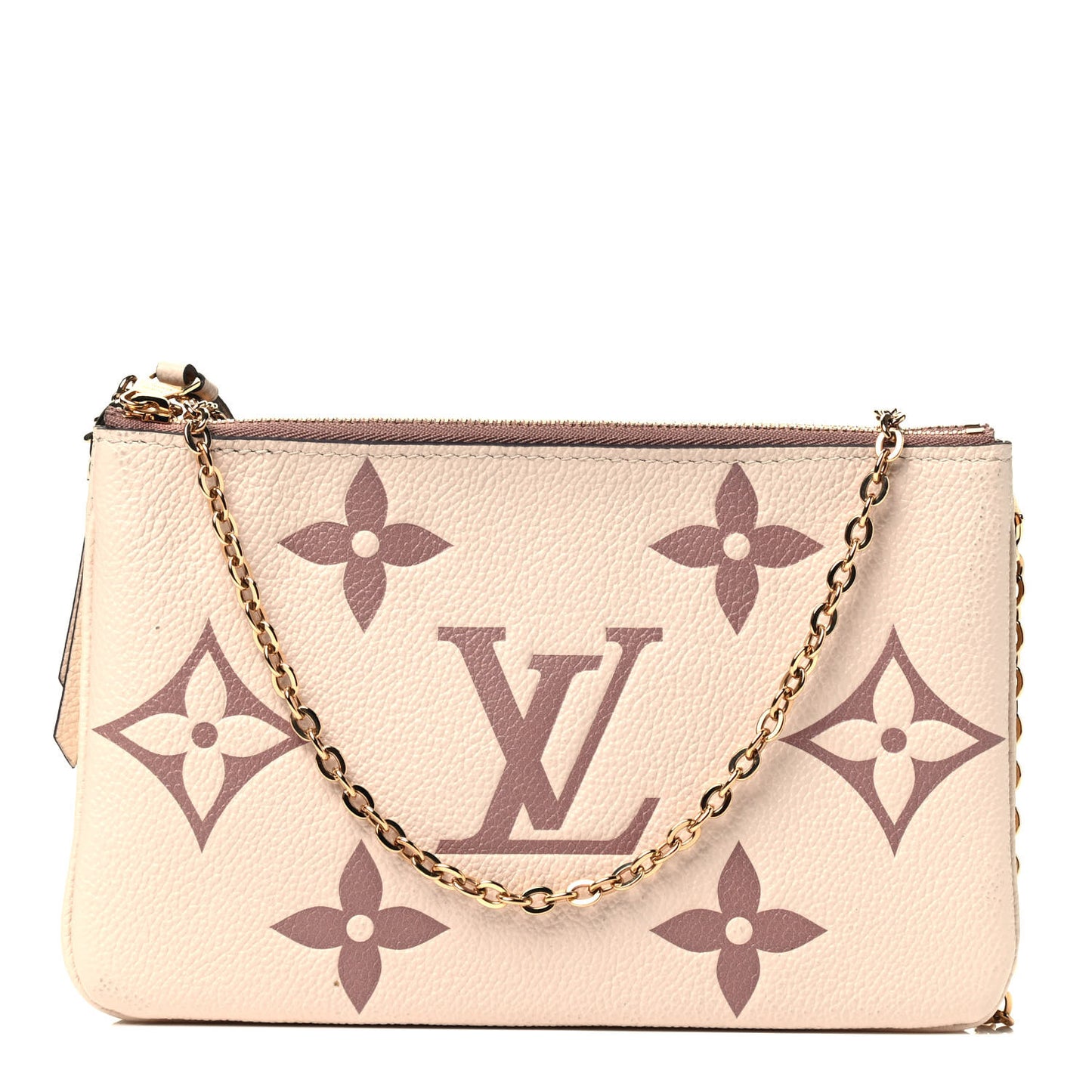 Empreinte Monogram Giant Double Zip Pochette Creme Bois De Rose