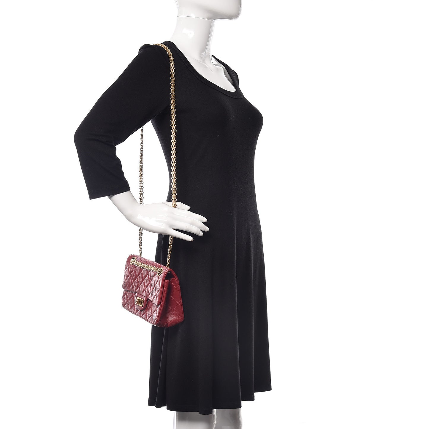 Aged Calfskin Quilted 2.55 Reissue Mini Flap Red