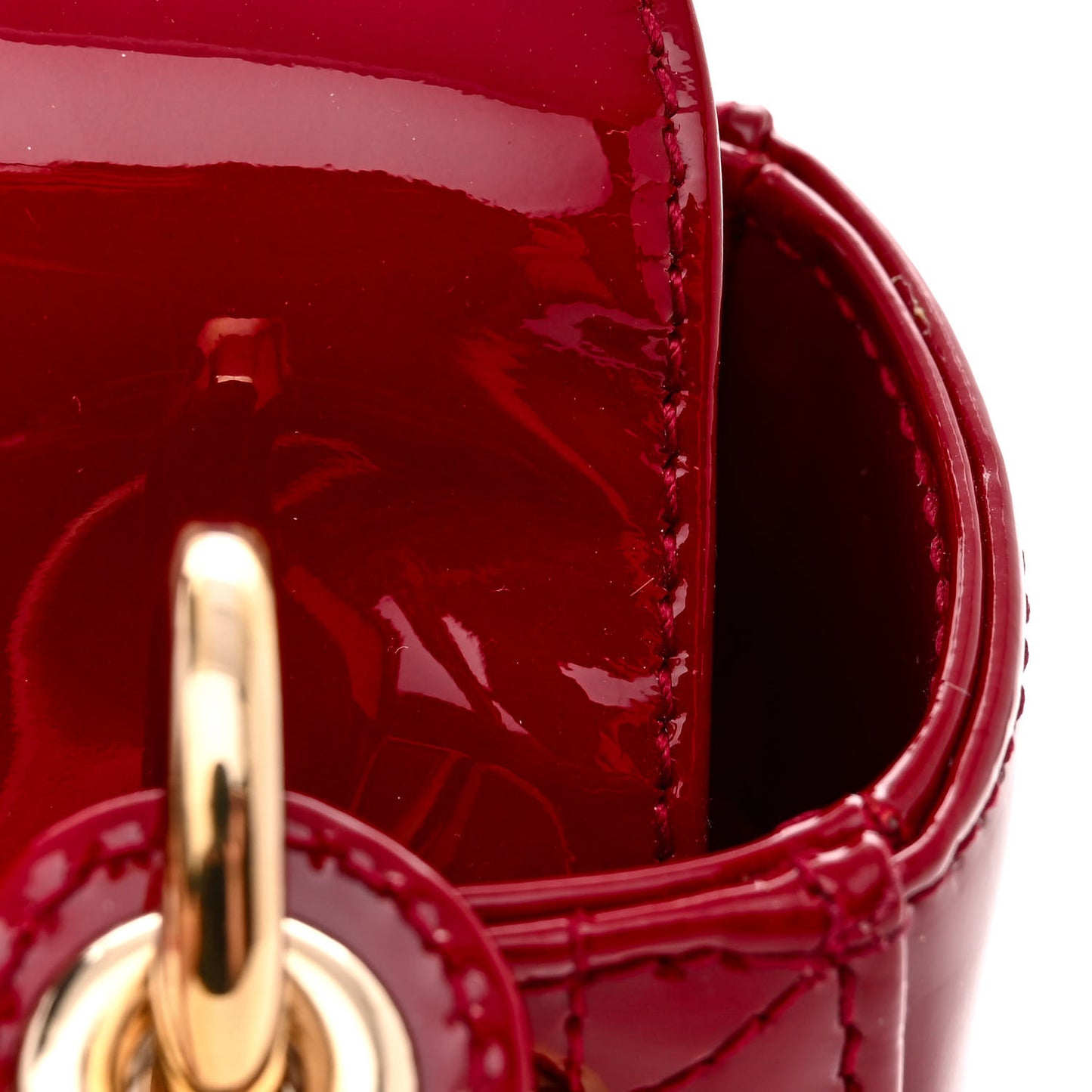 Patent Cannage Mini Lady Dior Red