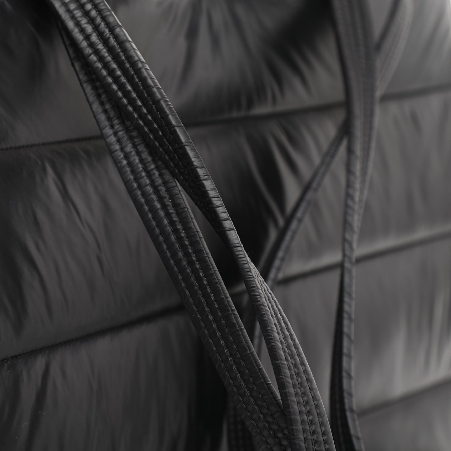 Nylon Medium Puff Shopping Bag Black