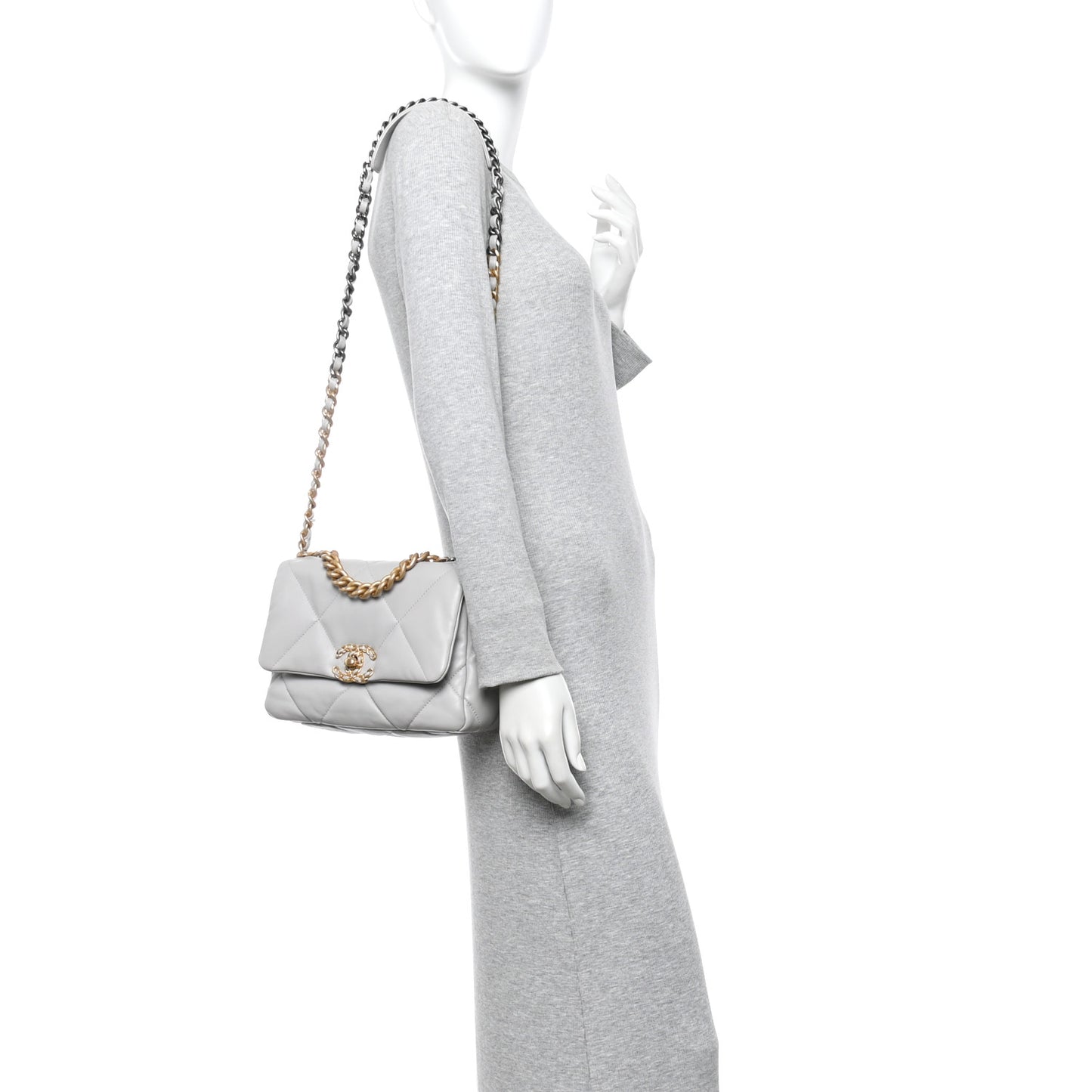 Lambskin Quilted Medium Chanel 19 Flap Grey