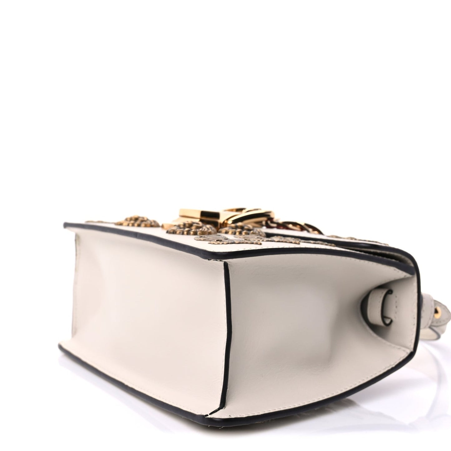 Calfskin Animal Studs Mini Sylvie Top Handle Bag White