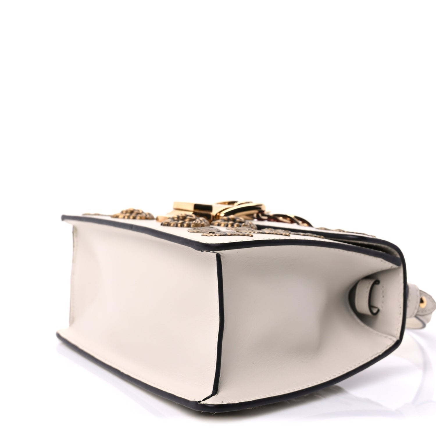 Gucci Calfskin Animal Studs Mini Sylvie Top Handle Bag White 8 of 8