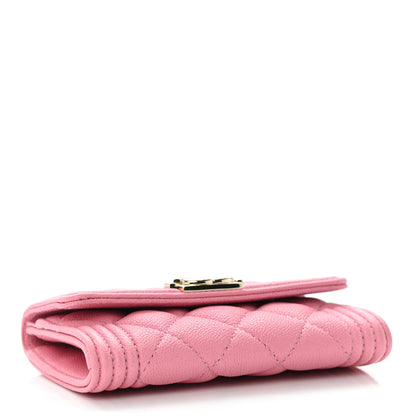 Chanel Caviar Quilted Boy Flap Card Holder Wallet Light Pink 4 of 11