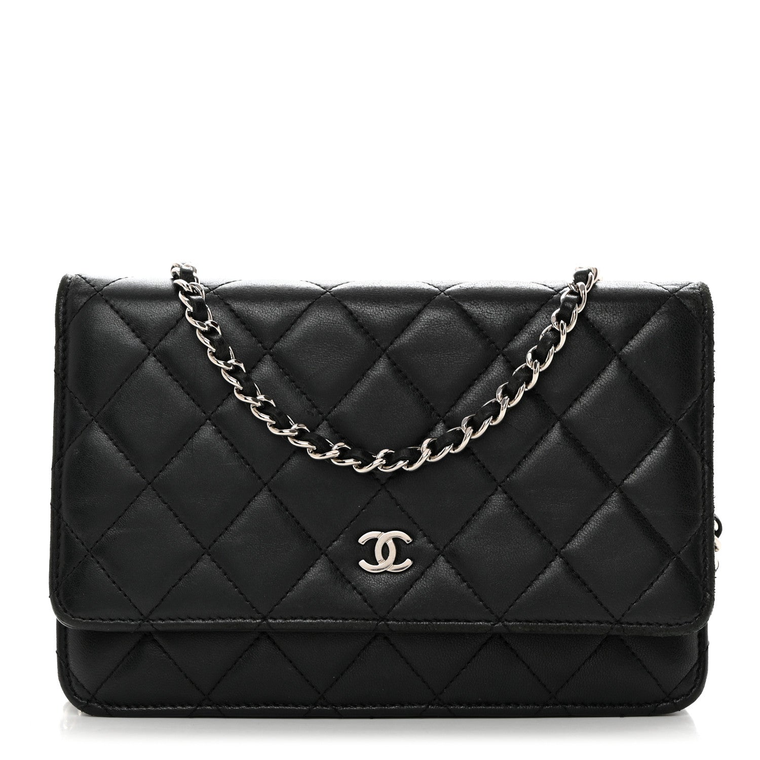 Chanel Lambskin Quilted Wallet On Chain WOC Black 1 of 11