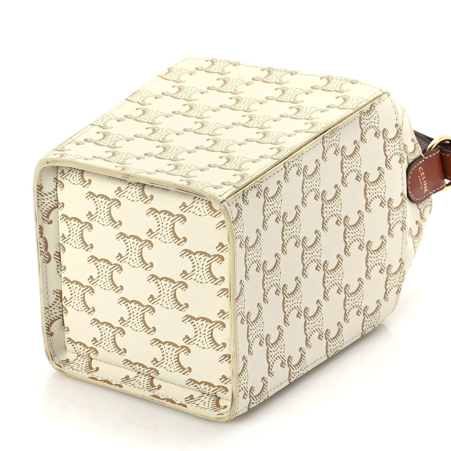 Celine Triomphe Canvas Calfskin Strap Box Bag White 8 of 8