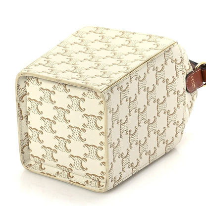 Celine Triomphe Canvas Calfskin Strap Box Bag White 8 of 8