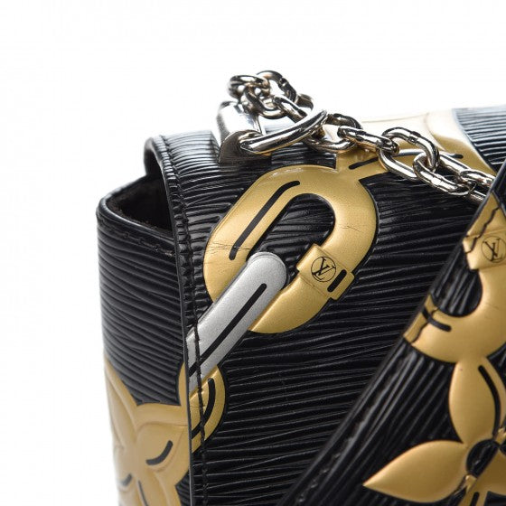 Epi Chain Flower Twist Shoulder Bag MM Black