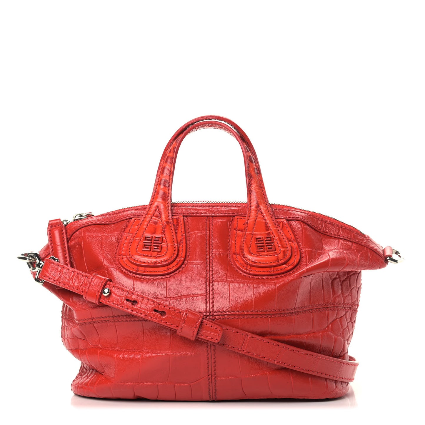 Calfskin Crocodile Embossed Micro Nightingale Red