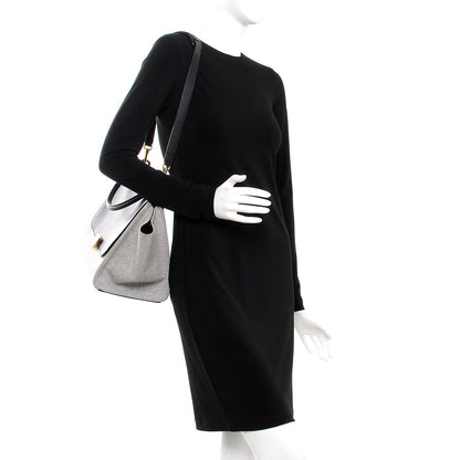 Celine Felt Smooth Calfskin Medium Trapeze Pearl Grey 2 of 12