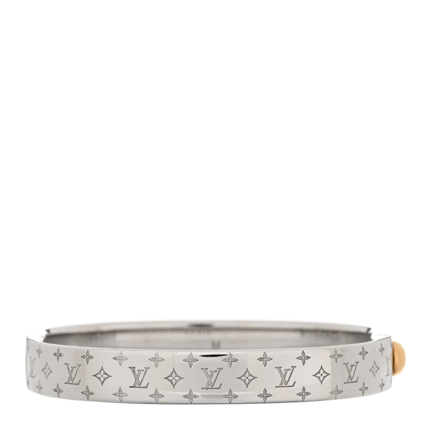 Louis Vuitton Brass Palladium Plated Nanogram Cuff M Silver 3 of 6