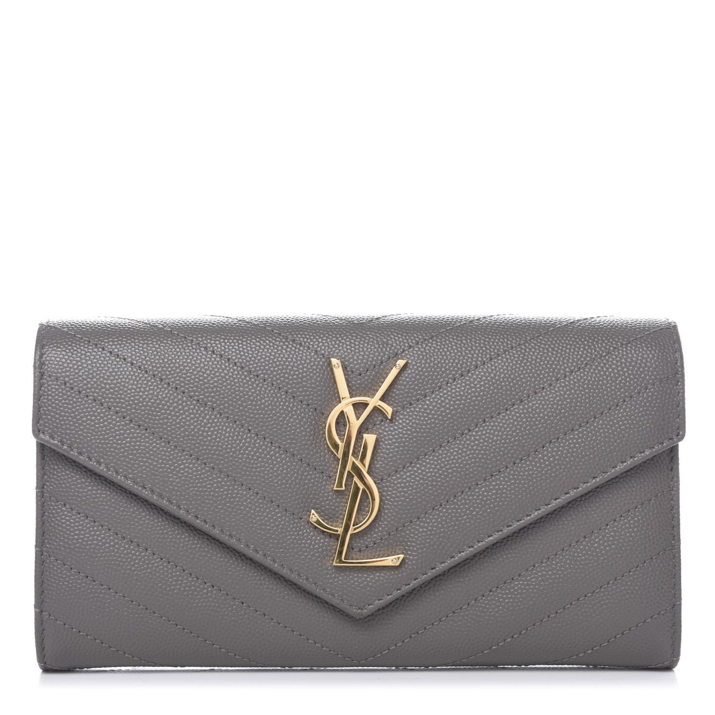 Grain De Poudre Matelasse Chevron Monogram Flap Wallet Fog