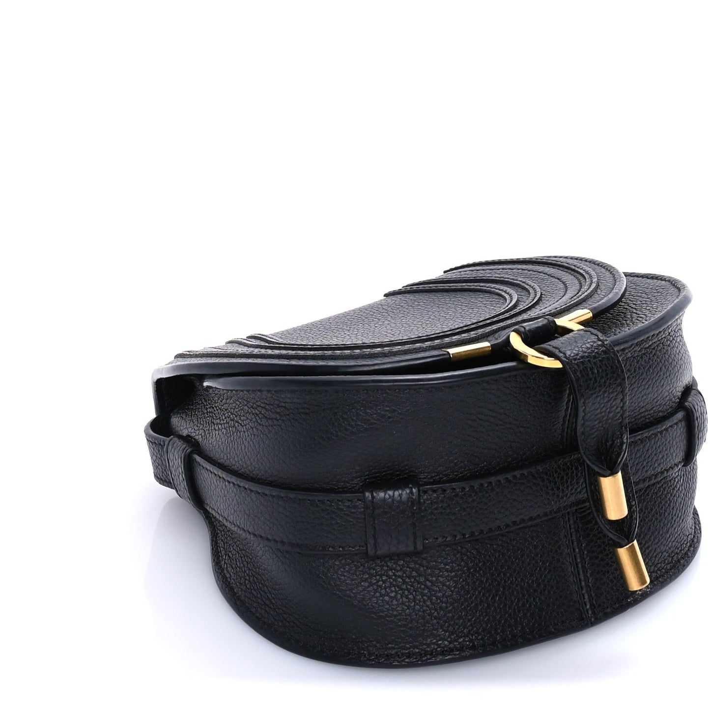 Calfskin Mini Marcie Round Crossbody Bag  Black