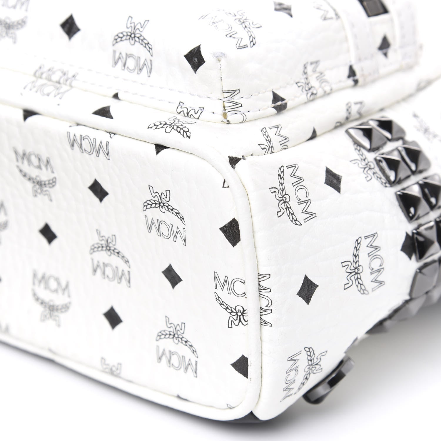 MCM Visetos Side Stud X-Mini Stark Bebe Boo Backpack White 8 of 11