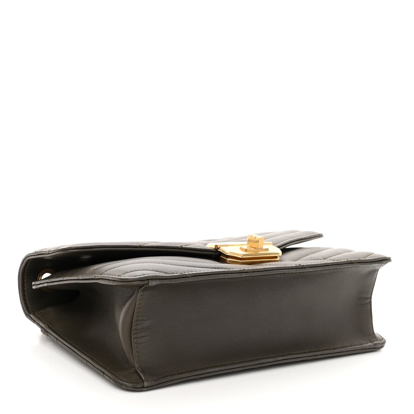 Calfskin Gabrielle Chevron Flap Grey