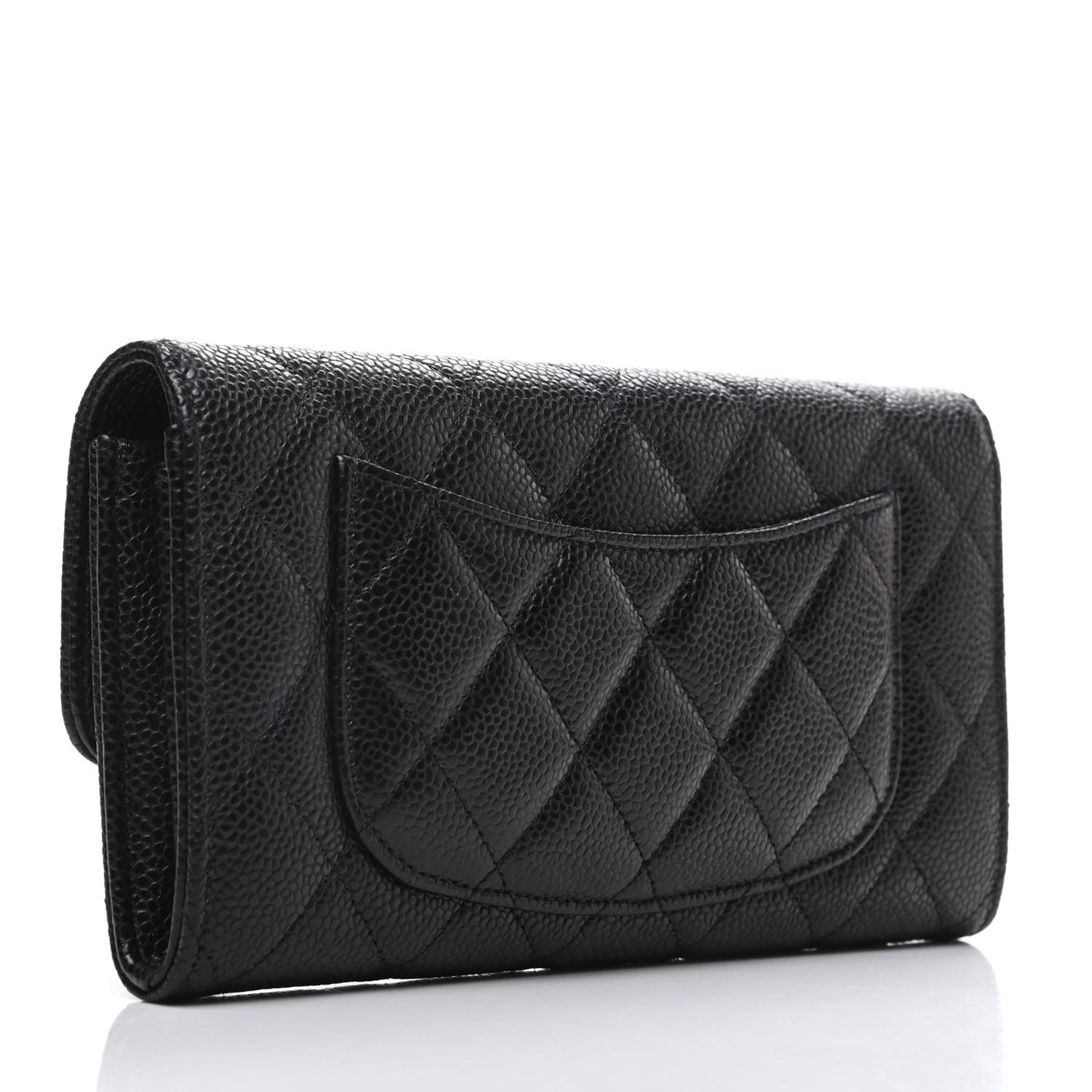 Caviar Quilted Large Flap Wallet Black