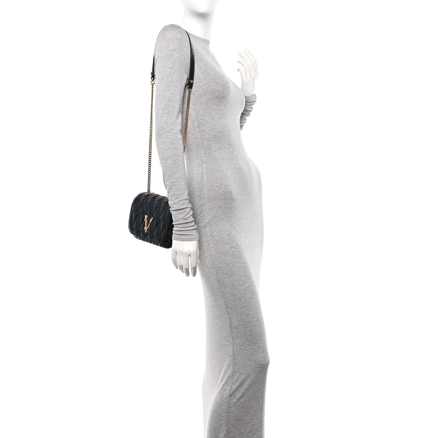 Versace Nappa Quilted Virtus Bag Black 2 of 9