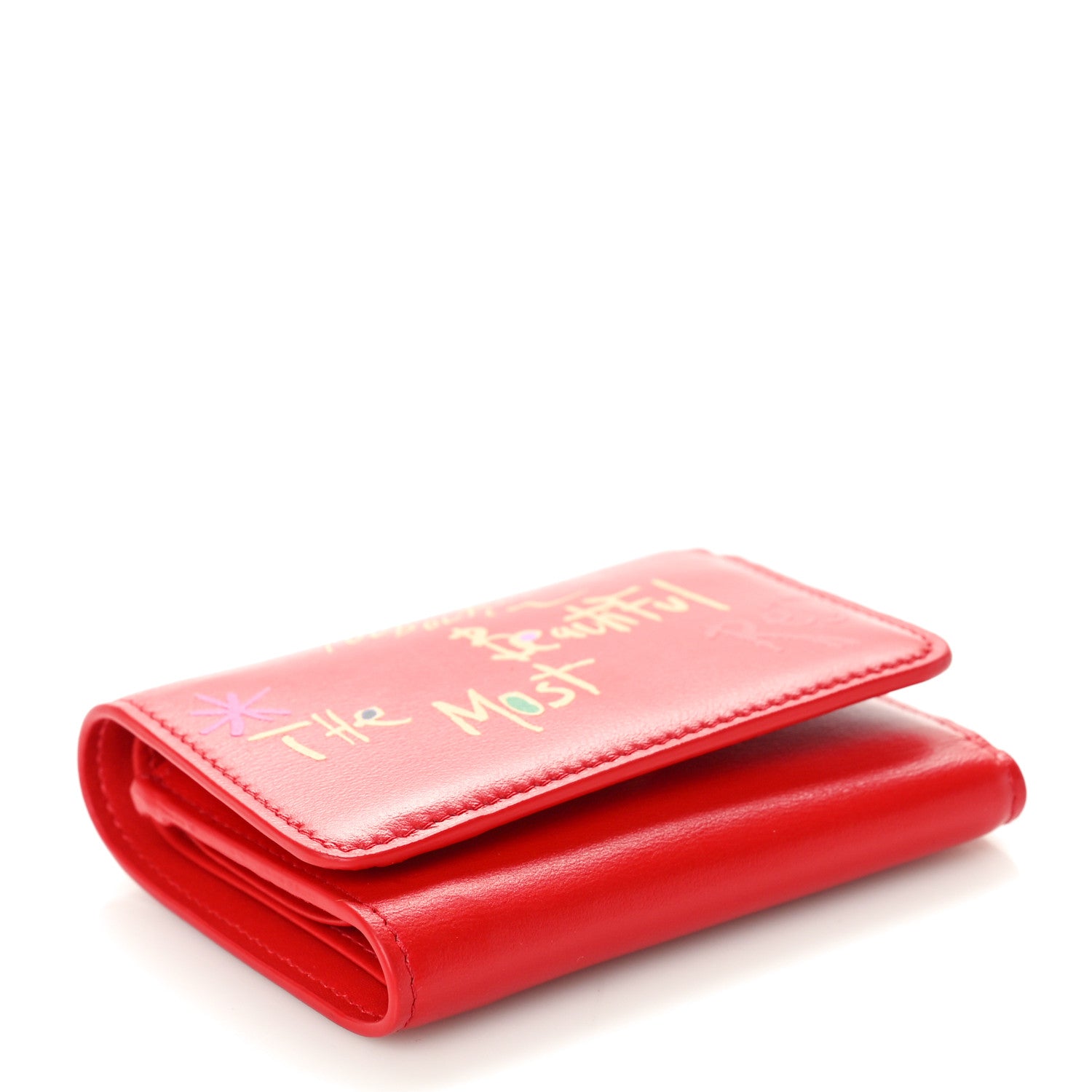 Christian Louboutin Calfskin Script Mini Loubigaga Wallet Red 4 of 7